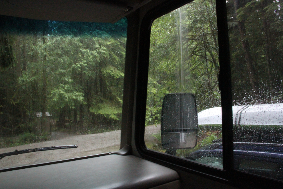Heavy rain at Porpoise Bay Provincial Park, Sechelt, BC