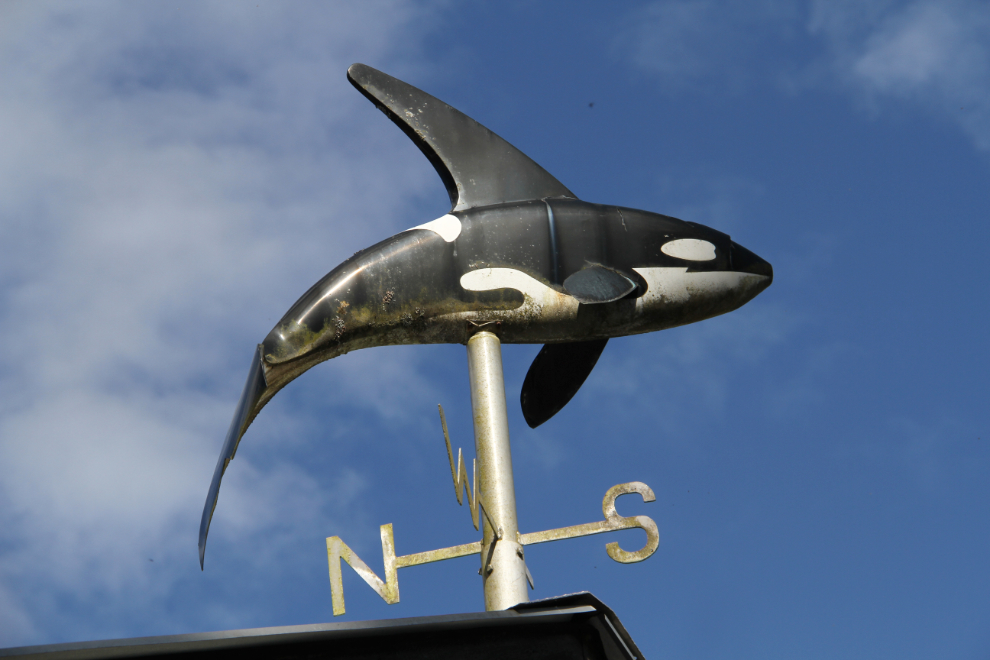 Killer whale weathervane at Telegraph Cove, BC