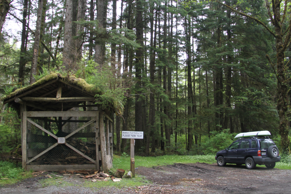 Parking for the Blinkhorn Trail at Telegraph Cove, BC