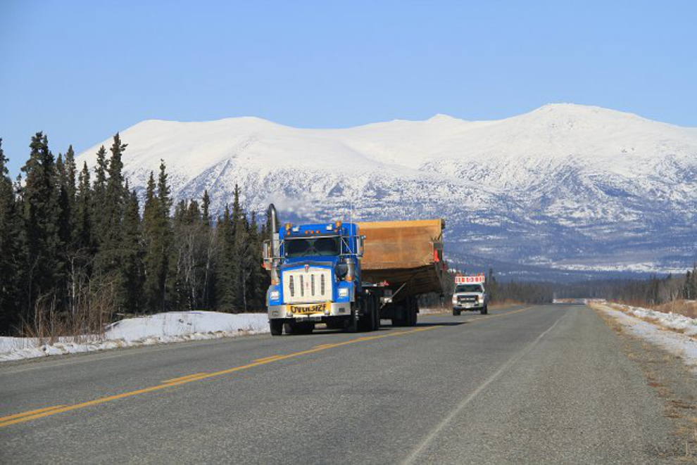 A wide load on the Alaska Highway