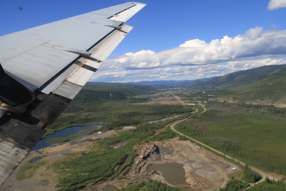 Low aerial view of the Klondike River Valley