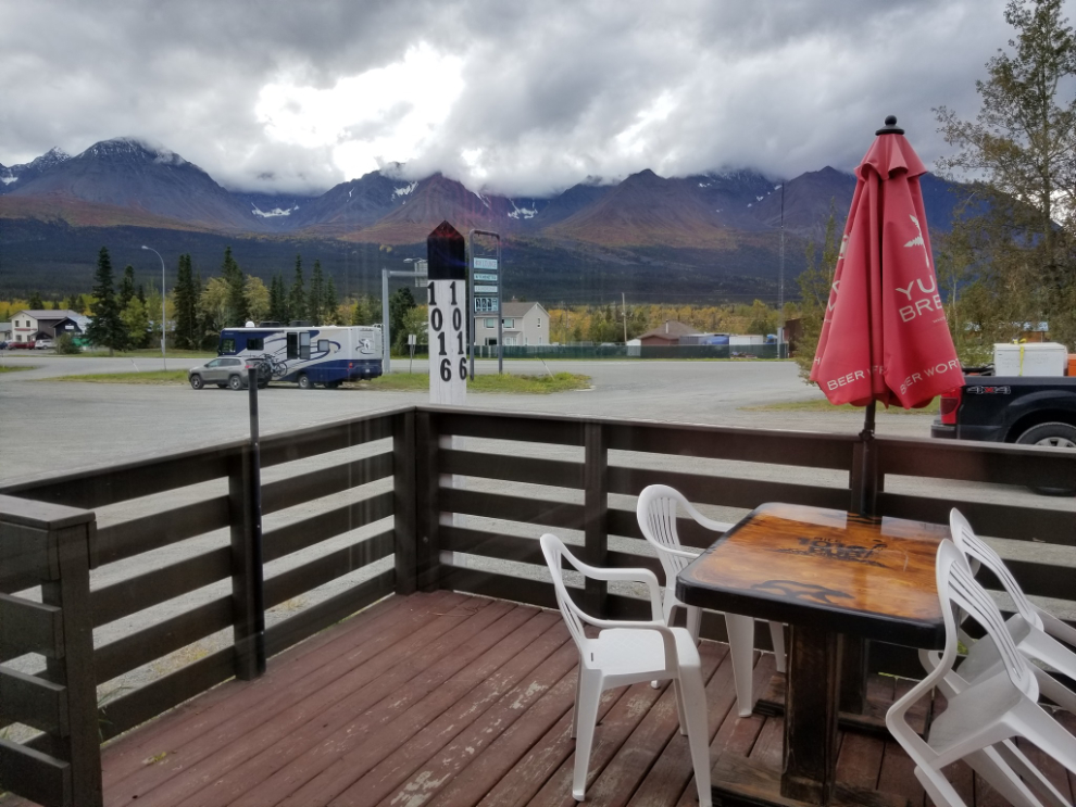 The view from the 1016 Pub in Haines Junction