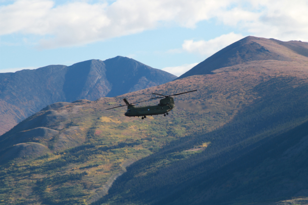 U.S. Army Boeing CH-47 Chinook helicopter over Kluane Lake