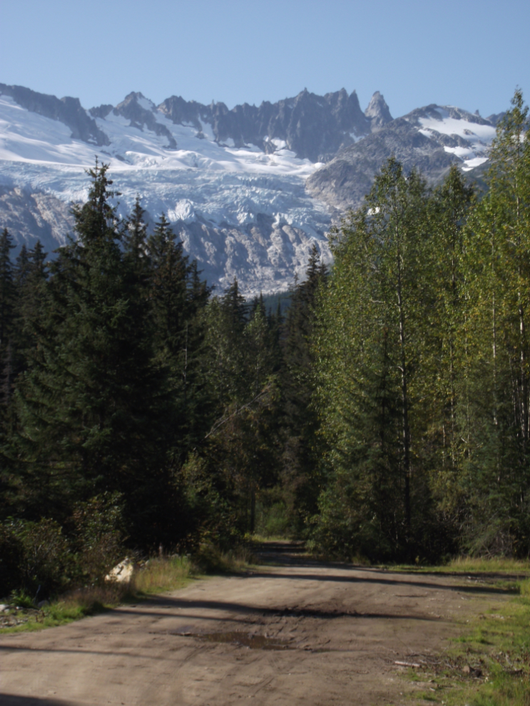 Glacier ahead on the West Creek Road at Dyea, Alaska