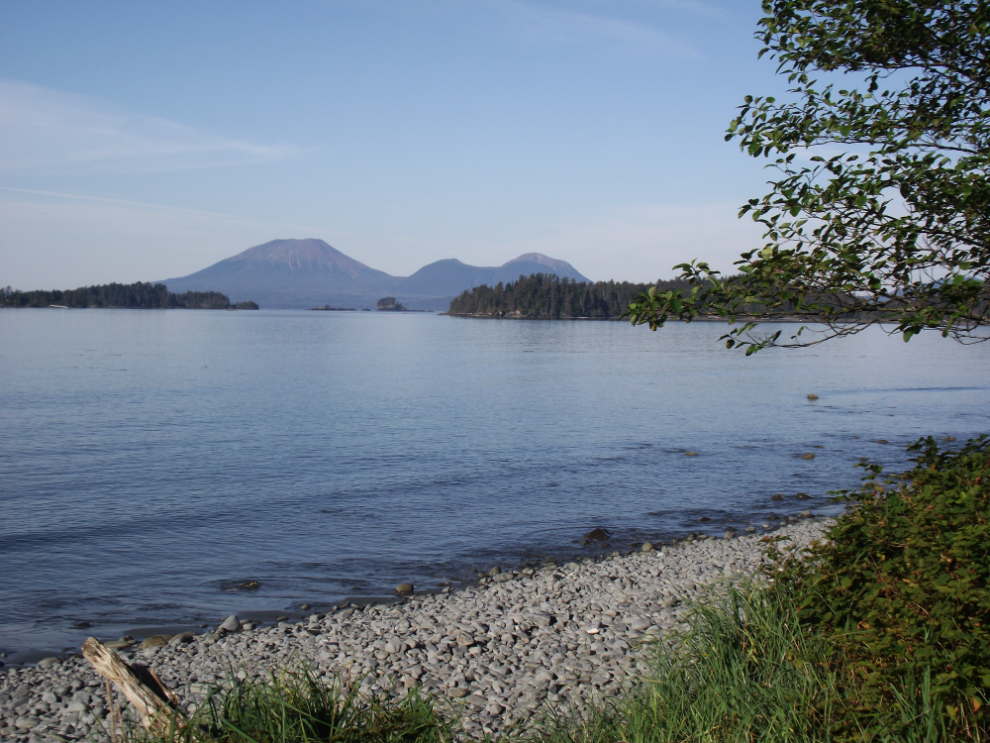 Sandy Beach, offering a fine view of the Mt. Edgecumbe volcano at Sitka, Alaska