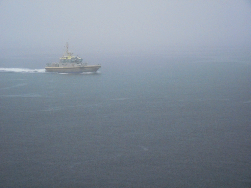 Pilot boat in the fog at Victoria, BC