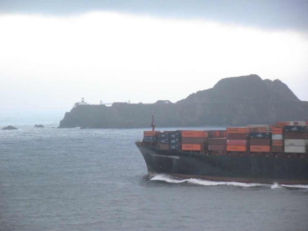An outbound container ship at San Francisco