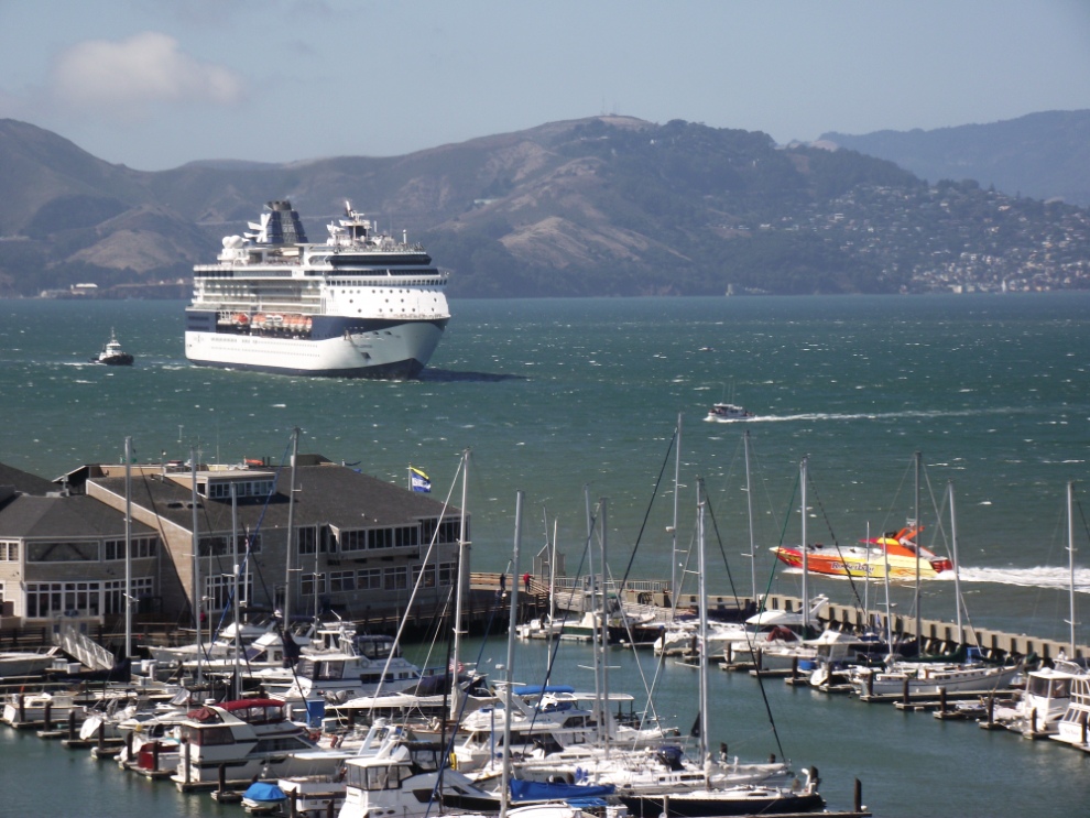 The cruise ship Celebrity Millennium approaching Pier 35 at San Francisco