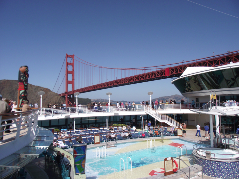 Sailing under the Golden Gate Bridge on the cruise ship Radiance of the Seas