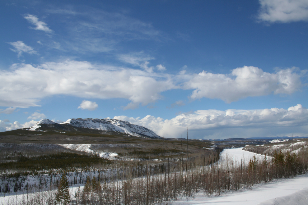 The Liard River, looking north from Km 877 of the Alaska Highway in March