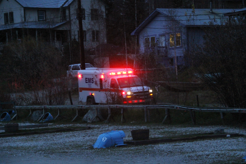 Ambulance on a call in Dawson City, Yukon