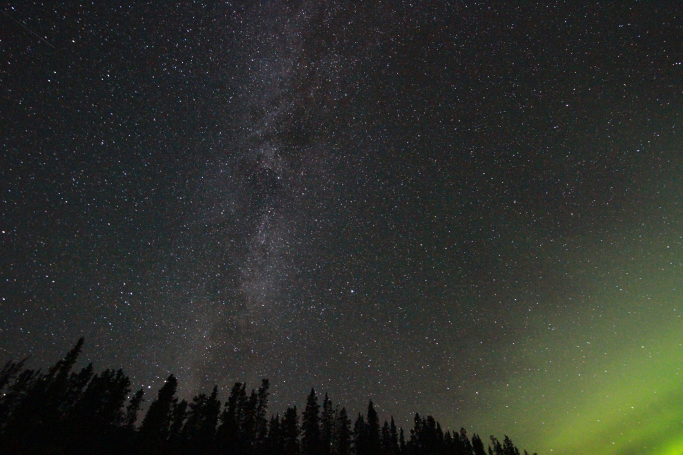 Milky Way and aurora at Kluane Lake, Yukon