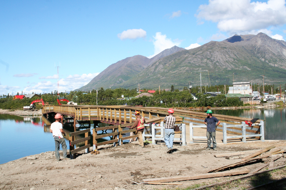 Construction of the new Carcross footbridge is almost finished