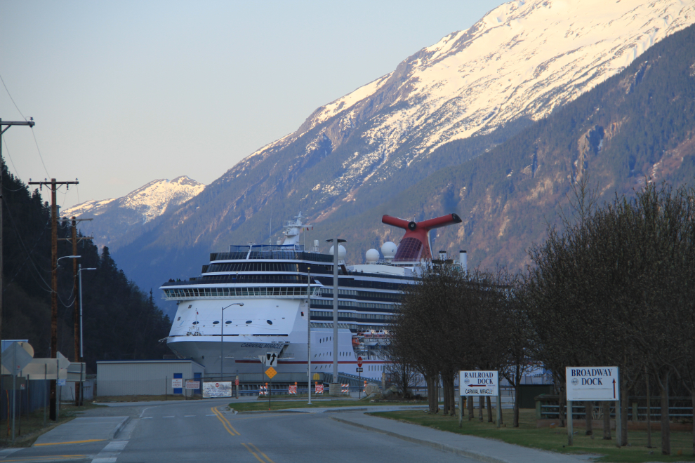 Cruise ship Carnival Miracle sails into Skagway, Alaska