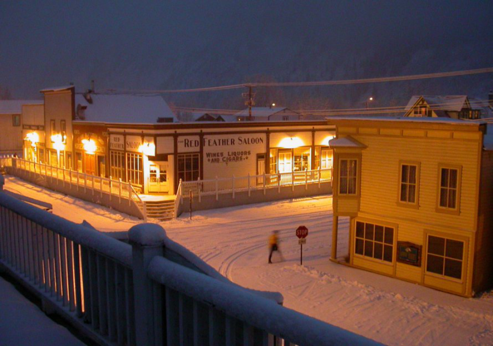 Dawson City - the Red Feather Saloon on a winter night