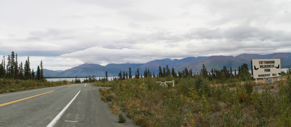 E-biking along the Alaska Highway near the head of Kluane Lake