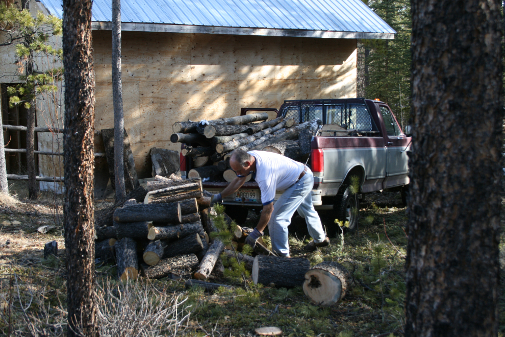 Hauling trees I cut on my Yukon property - now firewood