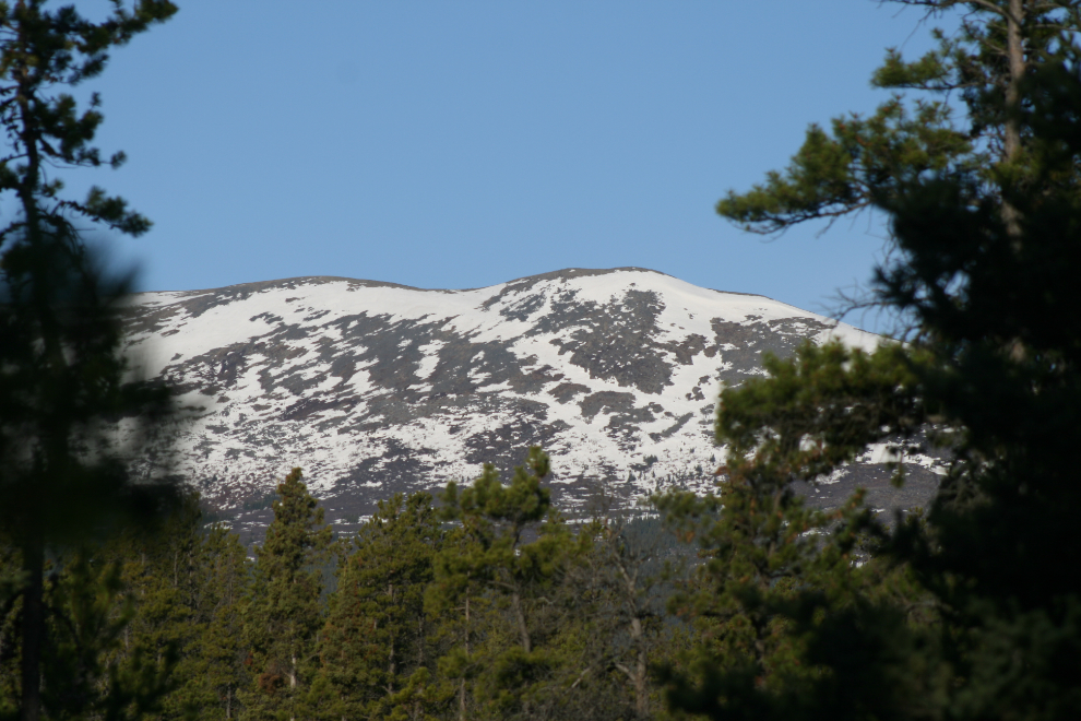 Rapidly-melting snow on Golden Horn in late May, seen from our home