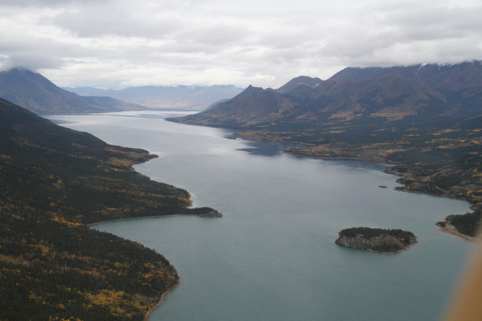 Aerial view of Lake Bennett, Yukon