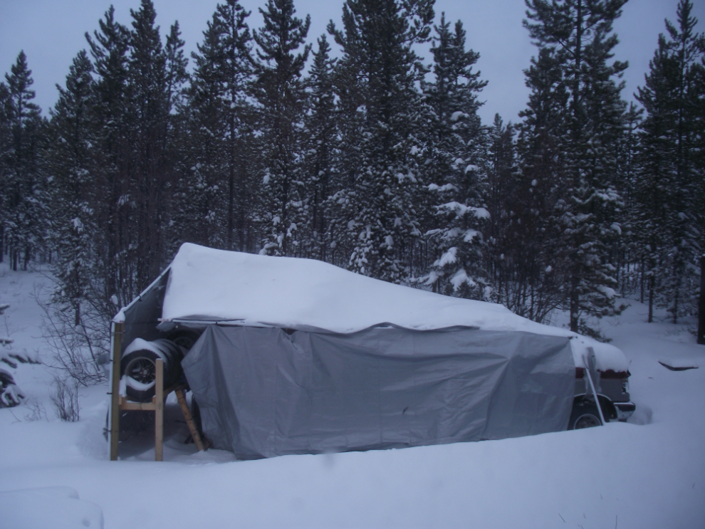 My portable garage destroyed by snow and wind.