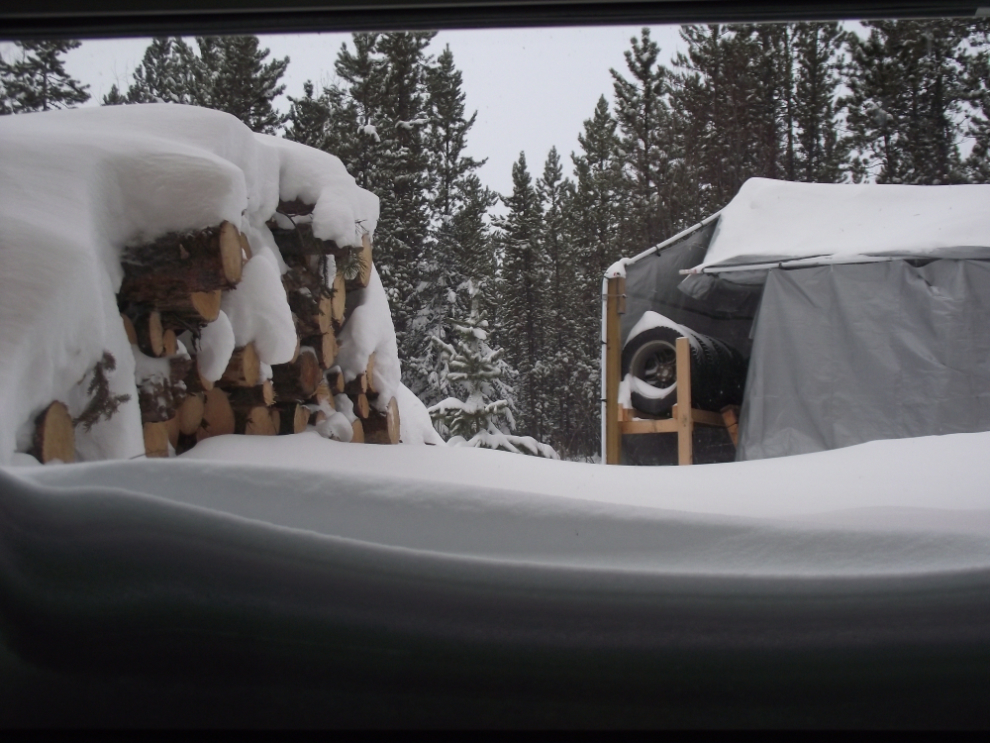 My portable garage destroyed by snow and wind.