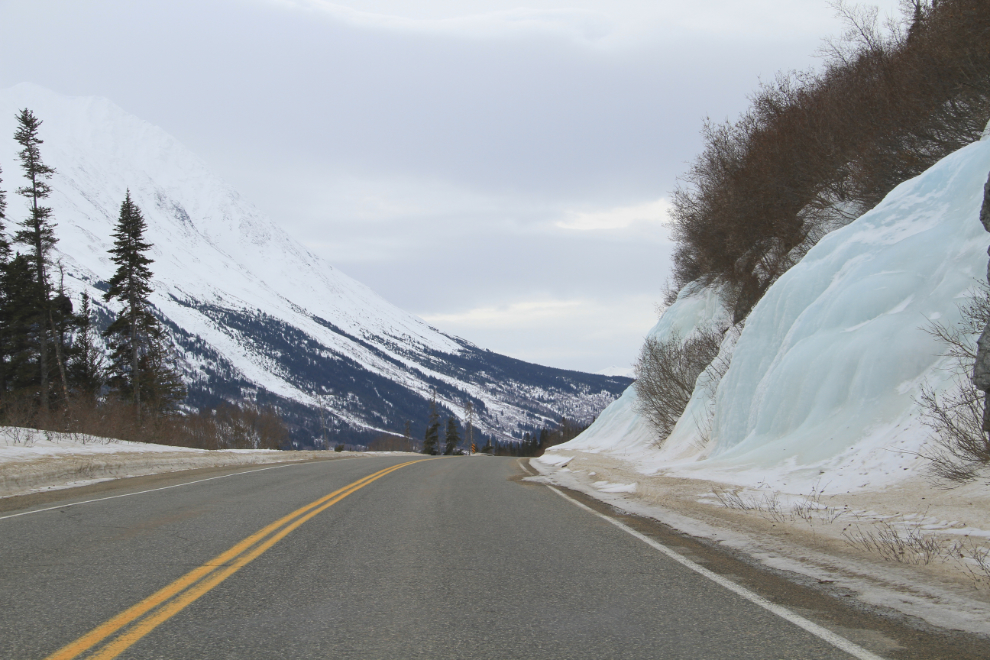 Frozen waterfall along the South Klondike Highway