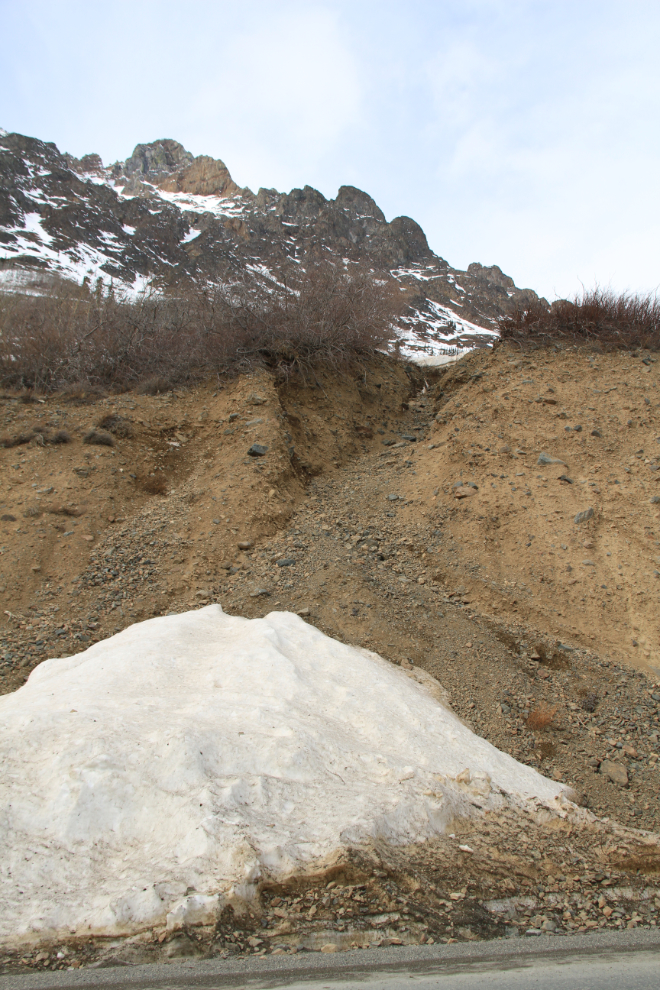 An avalanche run along the South Klondike Highway
