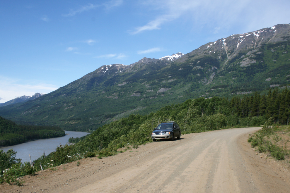 This scene was captured on the road to Glenora, looking down the Stikine River. 