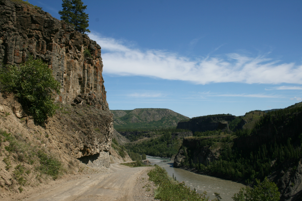Looking down the hill to the Tahltan River, at Km 92.4 of the Telegraph Creek Road