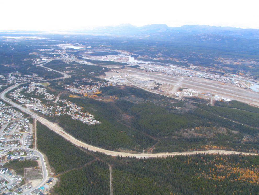 A helicopter view of the airport and the new Hamilton Boulevard extension at Whitehorse