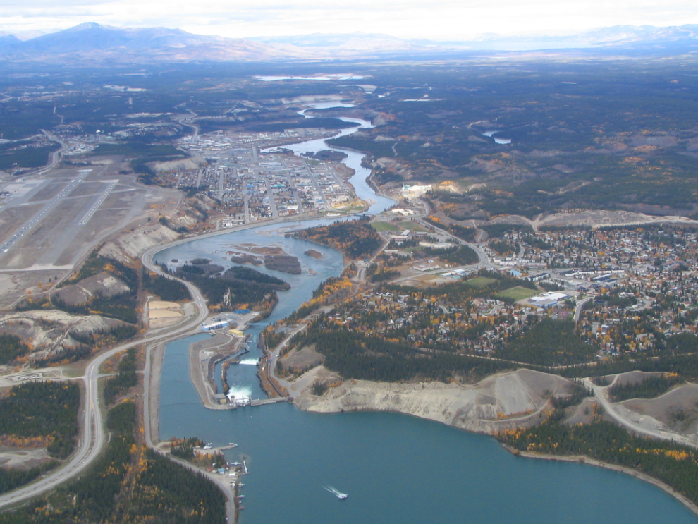 A helicopter view of Schwatka Lake at Whitehorse