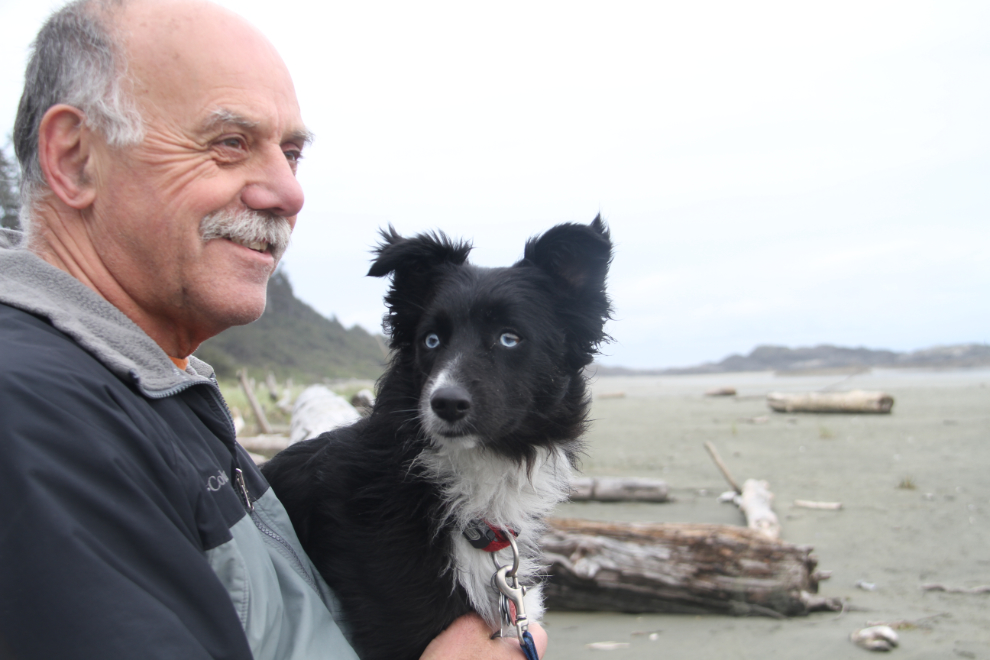 Murray Lundberg and his dog Tucker at Pacific Rim National Park