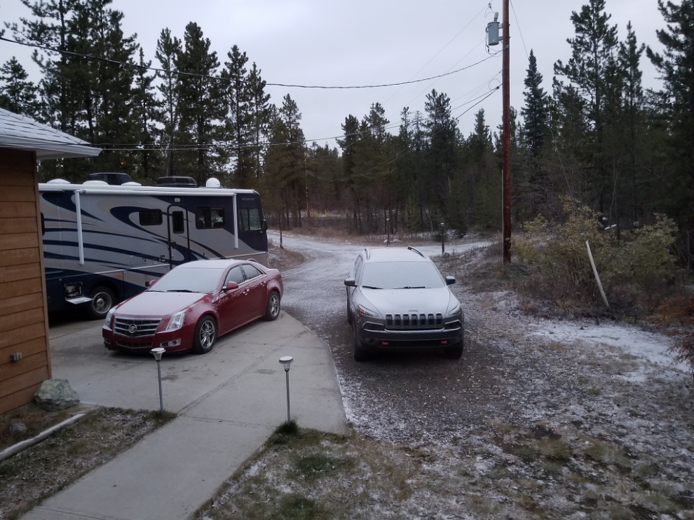 Snow in Whitehorse on October 3rd - time to winterize the RV