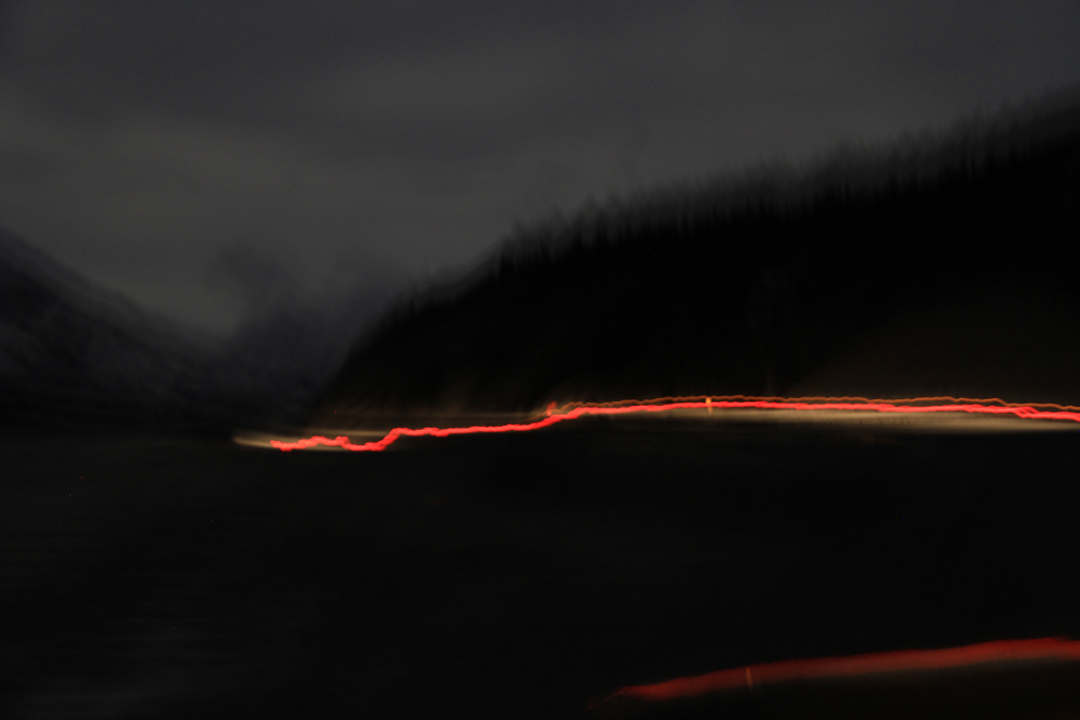 Night traffic on the Alaska Highway