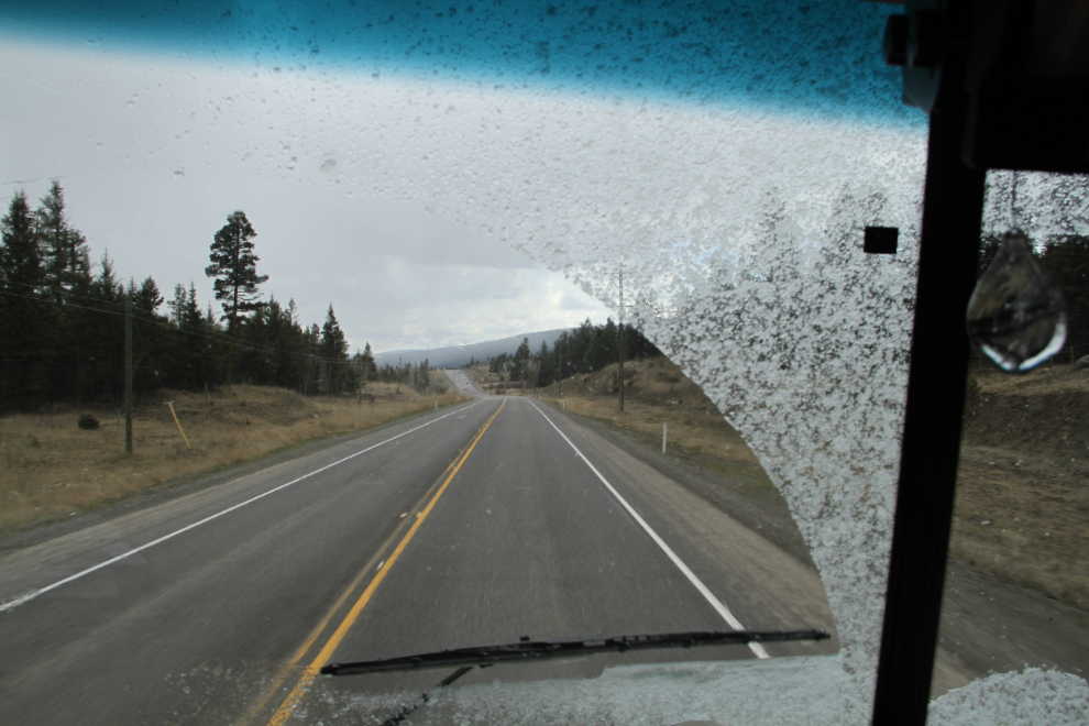 April sleet on BC Hwy 97 at Clinton