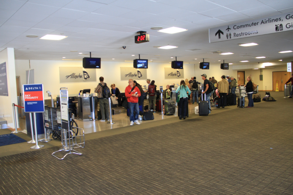 Alaska Airlines counter at Juneau airport