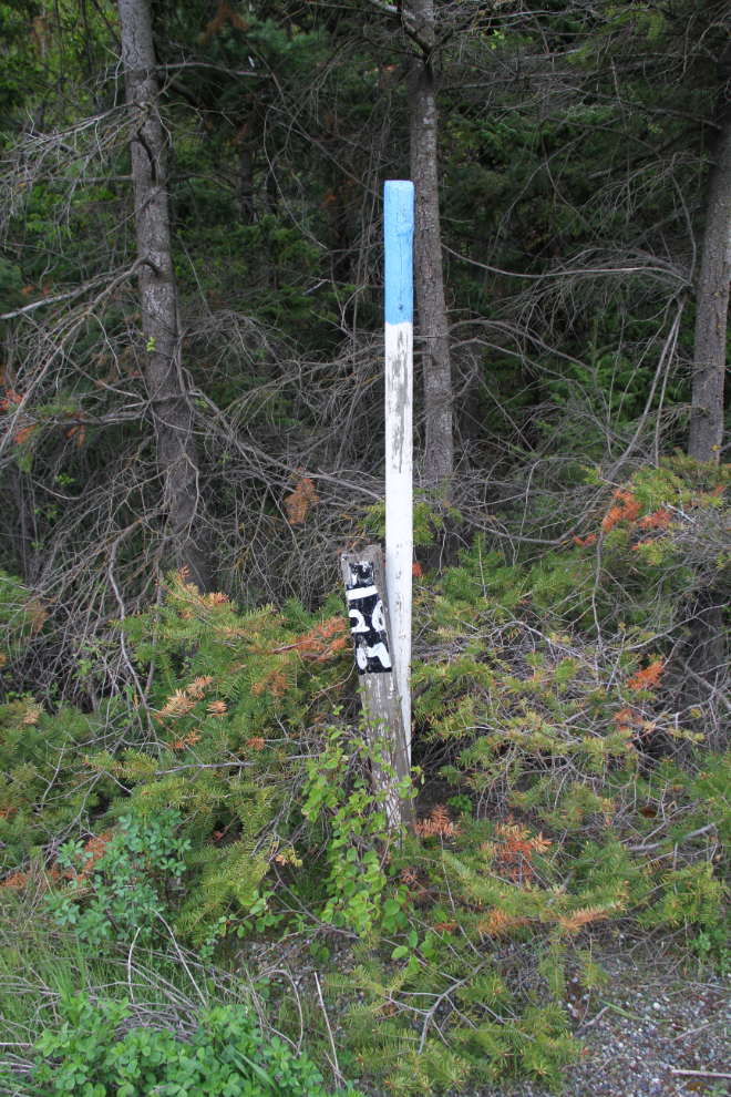 A mystery highway milepost in the Fraser Canyon