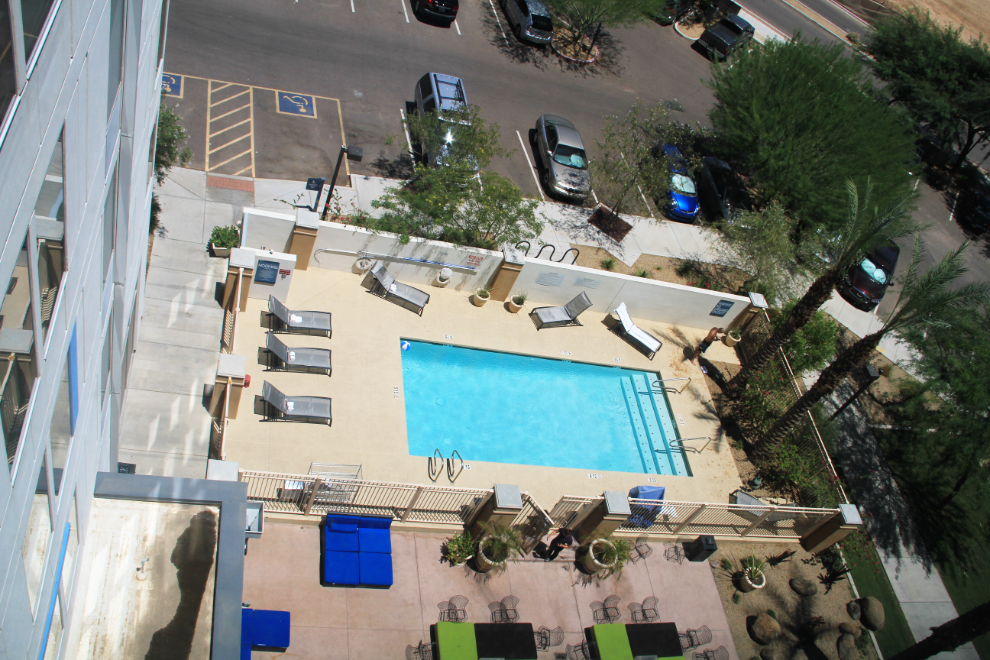 Pool area at the Aloft Phoenix Airport Hotel, Arizona