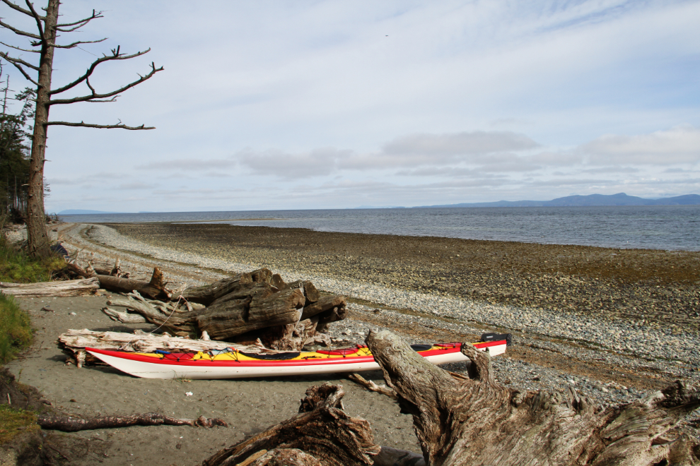 Kayaks on the beach at Rathtrevor Beach Provincial Park, BC