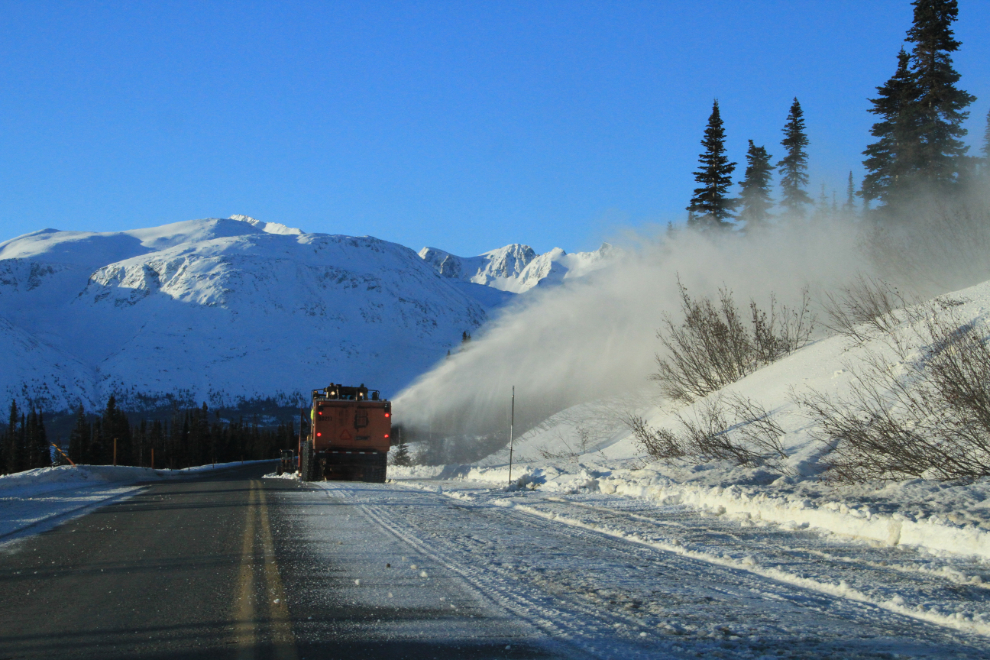 Highways rotary snow plow near Log Cabin, BC