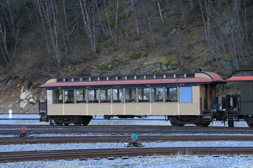New paint for a passenger car on the White Pass & Yukon Route railway