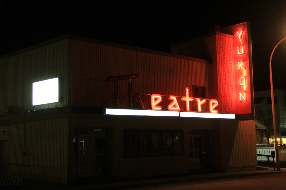 Yukon Theatre, Whitehorse, Yukon, at night