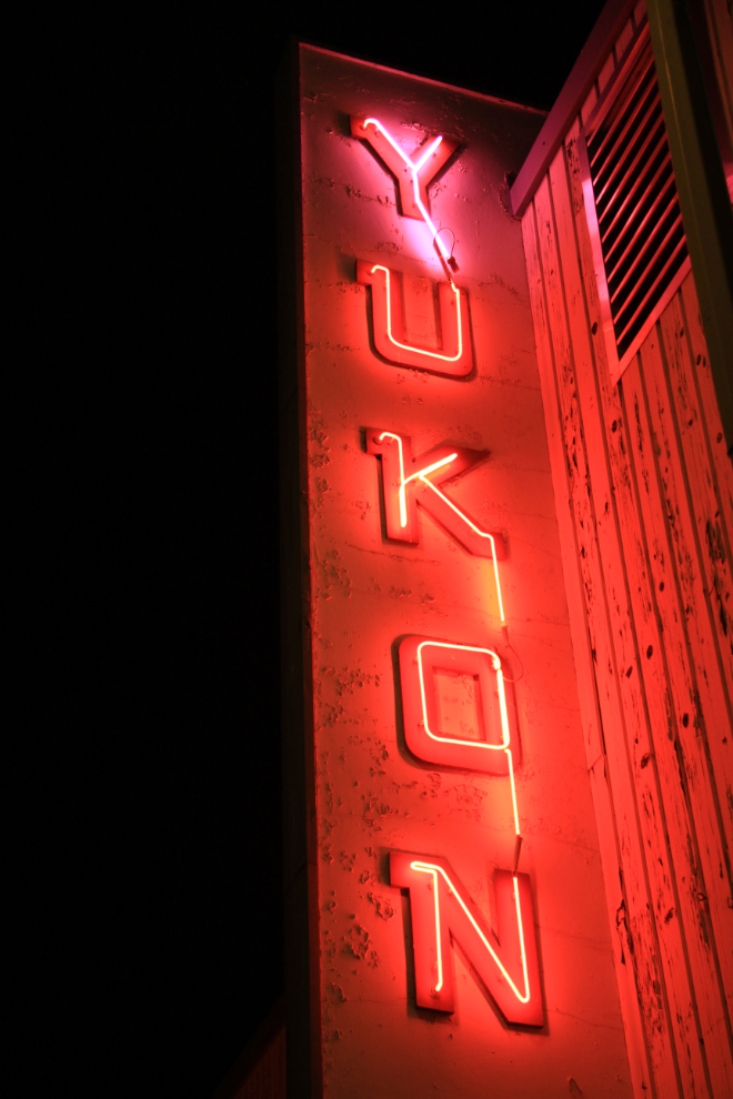 Yukon Theatre, Whitehorse, Yukon, at night