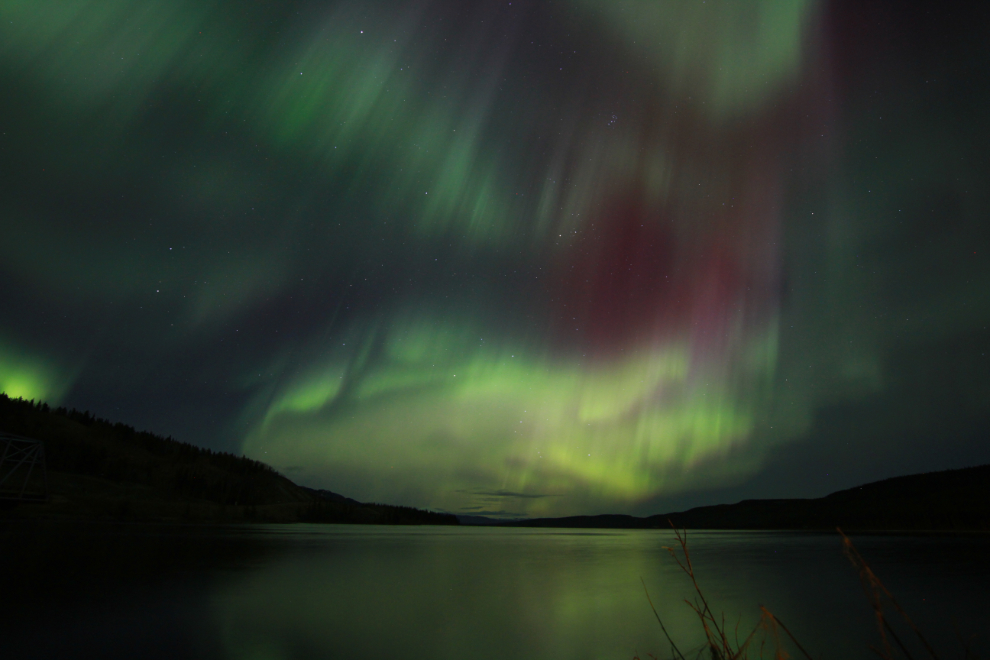 Aurora borealis over the Yukon River near Whitehorse
