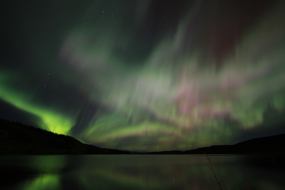 Aurora borealis and Full Moon over the Yukon River, Canada. - Album  alb5565765