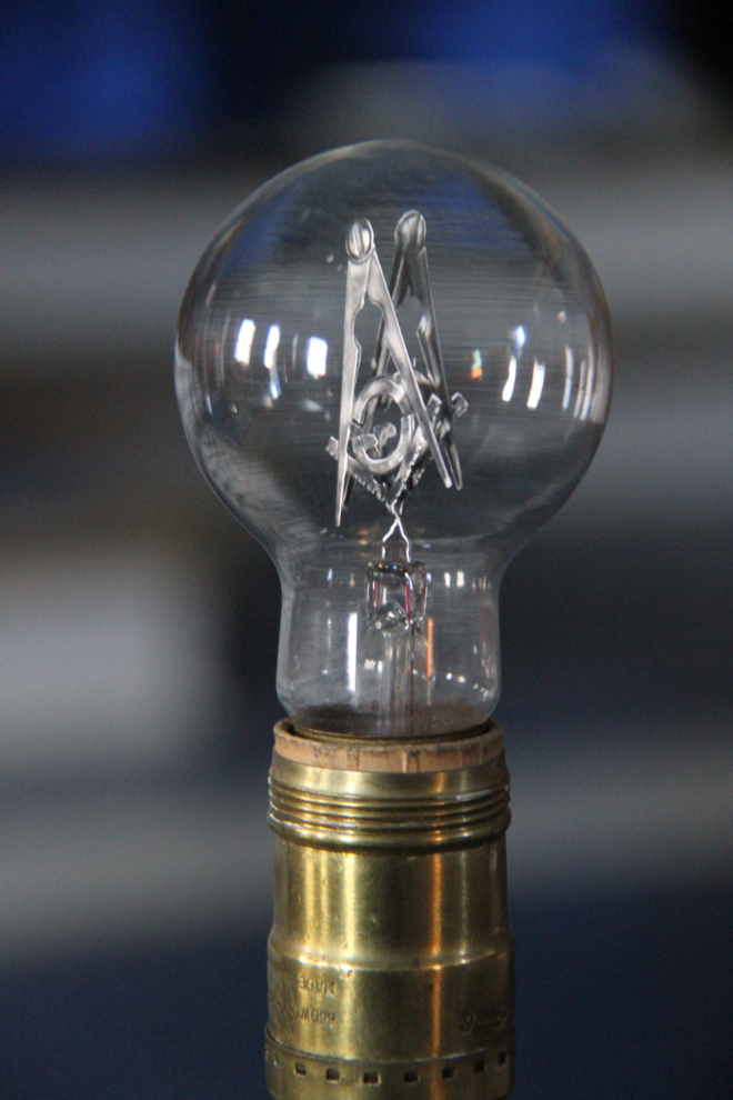 Light bulb in the Masonic Lodge in Dawson City, Yukon