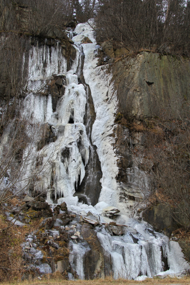 Winter waterfall in Alaska's White Pass