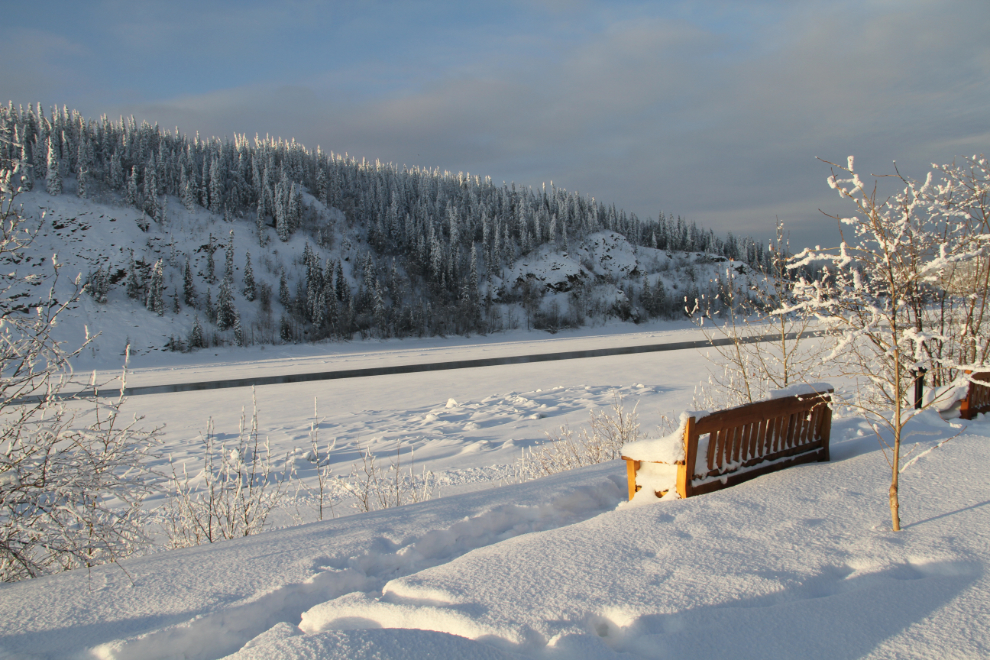The frozen Yukon River at Dawson City