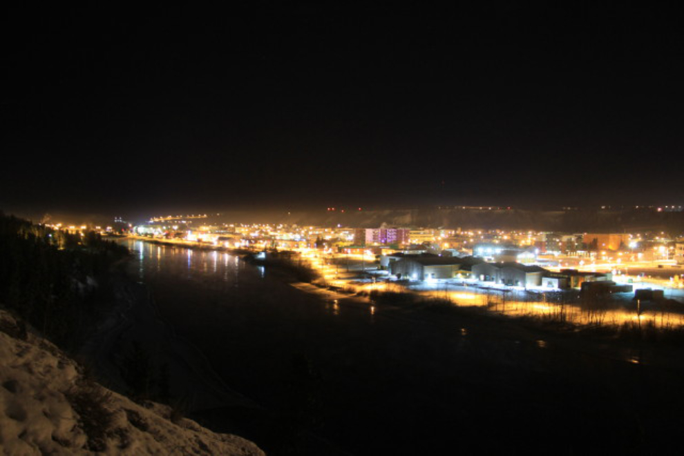 Whitehorse on a winter night, from the Long Lake Road