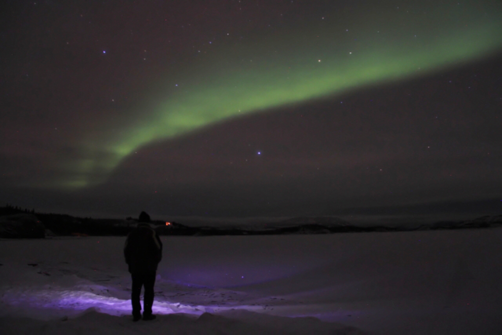 Aurora borealis over Lake Laberge, Yukon